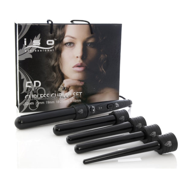 5pc Black Digital Curl Wand Set