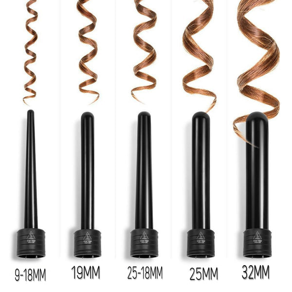 5pc Black Digital Curl Wand Set